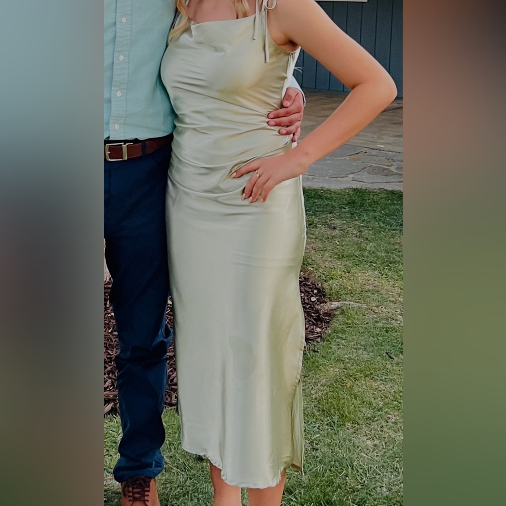 Cinderella Divine Satin Dress in Soft Green